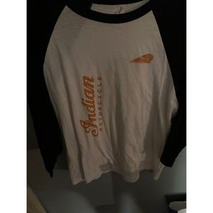 Indian Motorcycle Graphic White And Black Baseball Tee, Bella Canvas